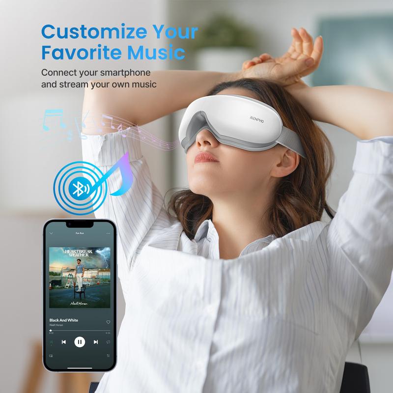 RENPHO Eyeris 1 Eye Massager with Heat Compression Christmas Gifts, Heated Eye Mask with Bluetooth Music Eye Care Device for Eye Relief Birthday Gifts for Mom Dad