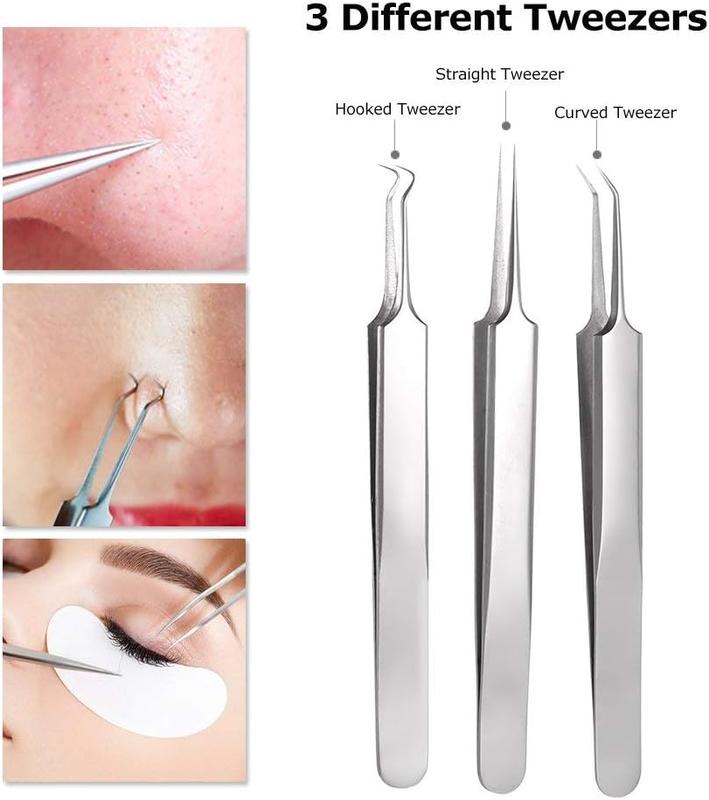 Pimple Popper Stainless Steel Tool Kit - 8Pcs Blackhead Remover Comedone Extractor Kit，Acne Blackhead Tool,Ear Blackhead Removal Products Skincare