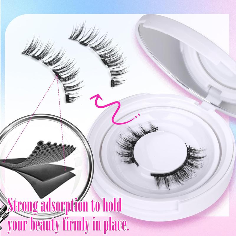 SQueen Magnetic Eyelashes Reusable Applicator Fluffy False Eyelashes, 2 Pair No Glue Easy Put On Reusable Lashes Extension Makeup Cosmetic