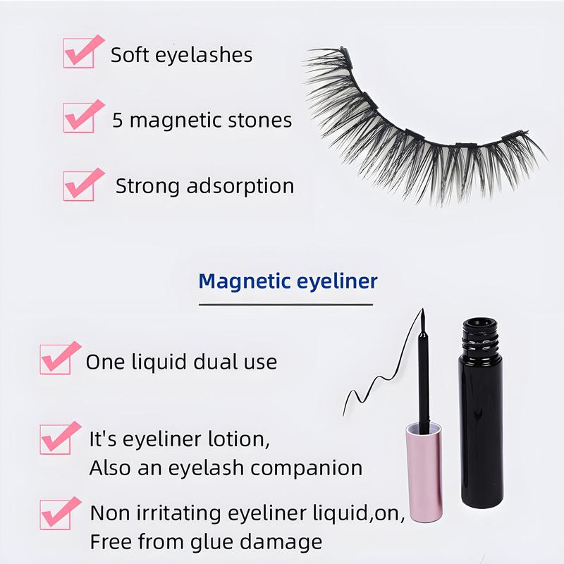 Eyeliner & Eyelashes Set, 3 Pairs Reusable Natural Look Eyelash Extensions with Accessories, Self Grafting Curl Eyelashes, Eye Makeup Product for Women & Girls