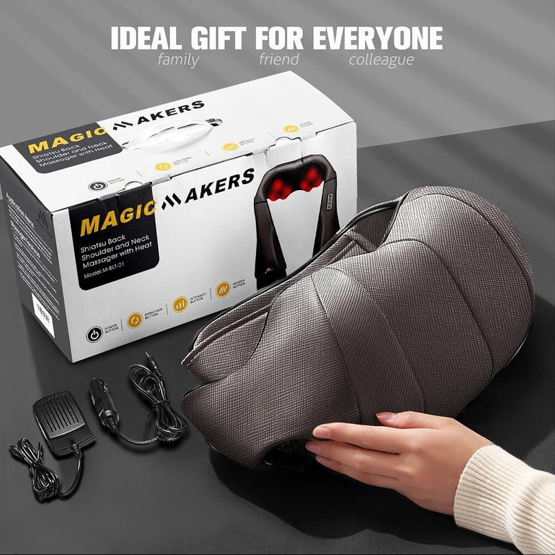 Neck Massager with Heat - Electric Shiatsu Deep Kneading Back Massage for Neck Pain, Shoulder, Waist, Relax Gift for Her Him Women Men Dad Mom Christmas Mothers Day Fathers Gifts