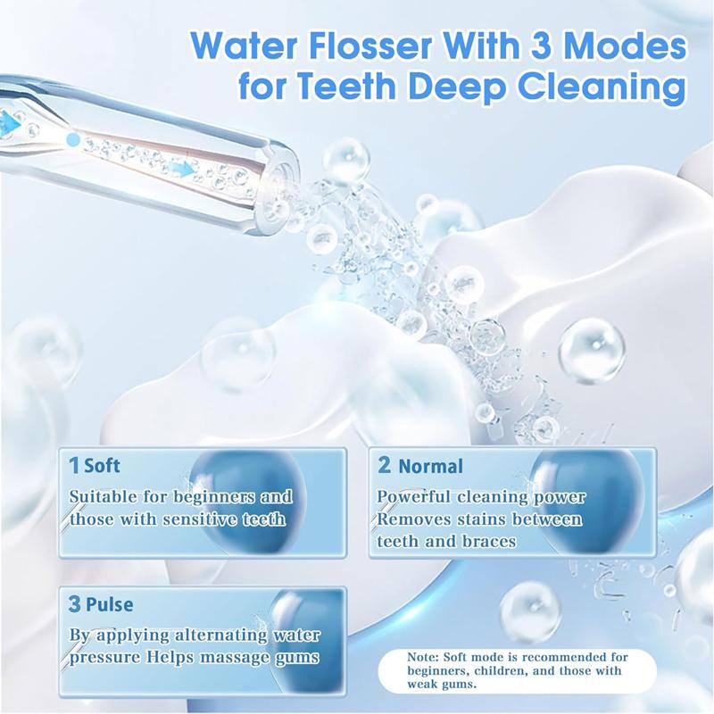 Water Flosser for Teeth, Rechargeable, 4 Jet Tips, Perfect for Oral Care at Home and on the Go