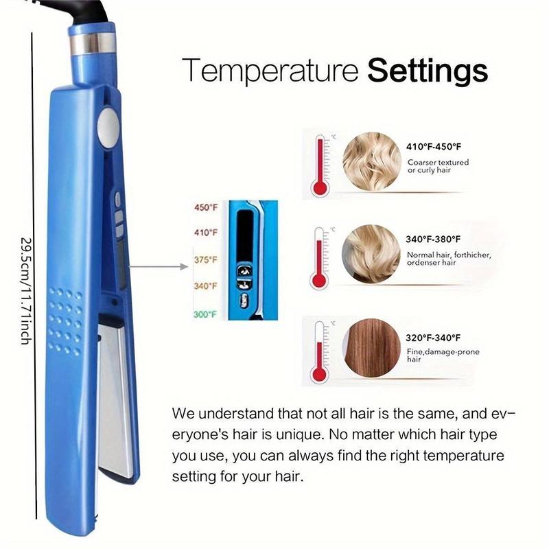 Blue hair straightener for both straight and curly hair, quick heat straight hair and curly hair dual-purpose clip, a gift for your girlfriend