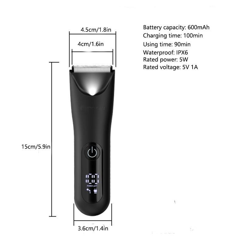 Electric Body Hair Trimmer, Waterproof Hair Trimmer for Men, USB Rechargeable Hair Shaver, Male Hygiene Razor, Great for Daily Use