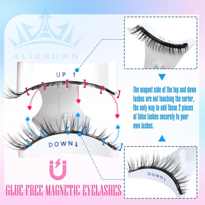 SQueen Magnetic Eyelashes Reusable Applicator Fluffy False Eyelashes, 2 Pair No Glue Easy Put On Reusable Lashes Extension Makeup Cosmetic