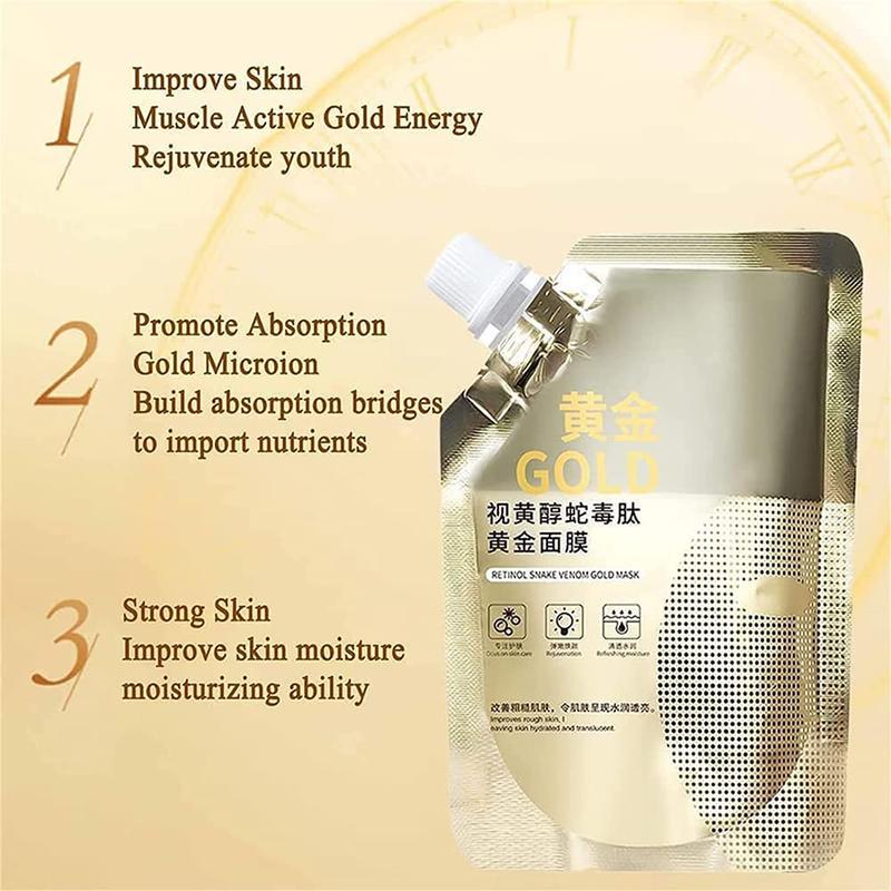 [30 years younger]Retinol SnakeVenom Peptide Gold Mask withgrooming tools, Gold Collagen Anti Aging ,Removes Blackheads & Olls,Skin Like Glass,Stay Bouncy And Firm,Congested And Oily Skin,AgeDefying Mum,Vegan,Natural SkincareComfort Skin Repair