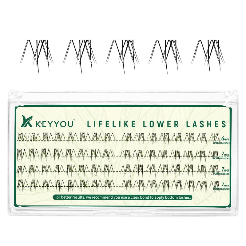 KEYYOU DIY Bottom Lashes Natural Wispy Lash Cluster Invisible Transparent Lash Band Lower Lashes Eyelashes Soft & Comfortable Easy to Use at Home