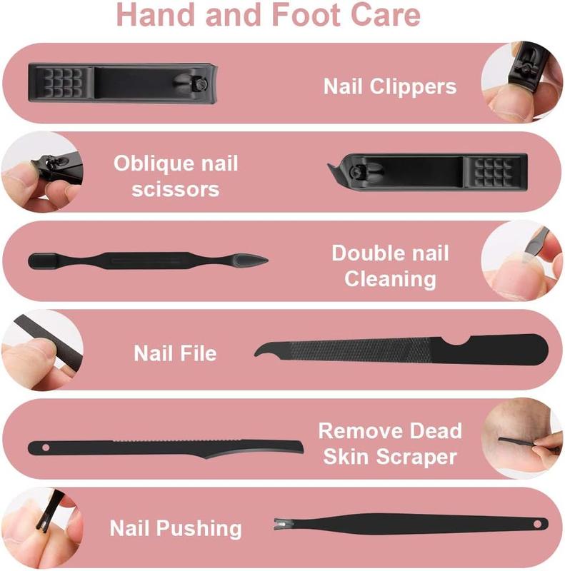 Manicure Kit, Okom Mens Grooming Kit,  Care Kit, Manicure Kit for Men, Mens  Grooming Kit,  Kit,Manicure Set with  Clippers  File and Cuticle Pusher,Gifts for Men and Woman,(10Pcs)