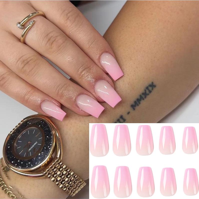 [ Ombre Light Pink ] Ellie Young Nails  Medium Press on Nails   24pcs Press on Nails   Fake Nail   False Nails   Reusable Nails   Coffin Nails   Almond Nails   Square Nails