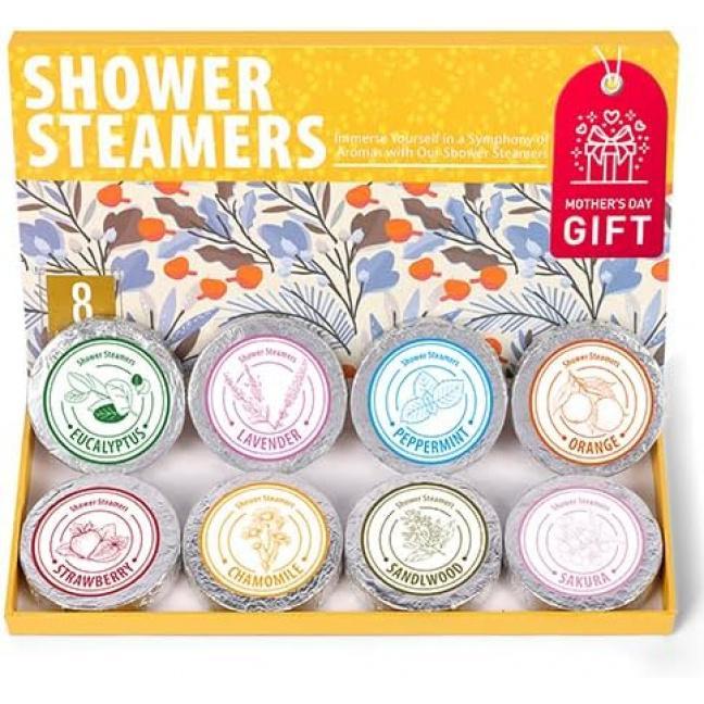 Shower Steamers  - Christmas Gifts for women, 8 Pack Pure Essential Oil Shower Bombs for Home Spa Bath Self Care, Lavender Stress and Relaxation Gifts for Her Stocking Stuffers Pink