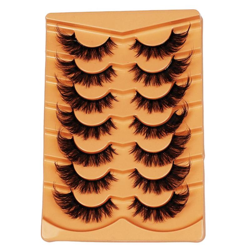 Wispy Cat Eye False Eyelashes, 7 Pairs Natural Curling Eye Makeup Strip Lashes, Full Volume Eyelash for Lashes Extensions