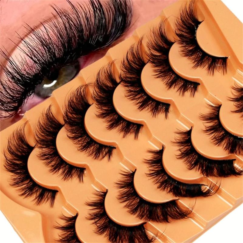 Wispy Cat Eye False Eyelashes, 7 Pairs Natural Curling Eye Makeup Strip Lashes, Full Volume Eyelash for Lashes Extensions