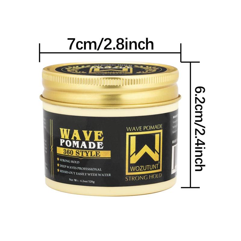 Shea Butter Wave Pomade, Strong Hold Hair Styling Cream for Natural Look Hair Waves, Professional Hair Styling Product for Men