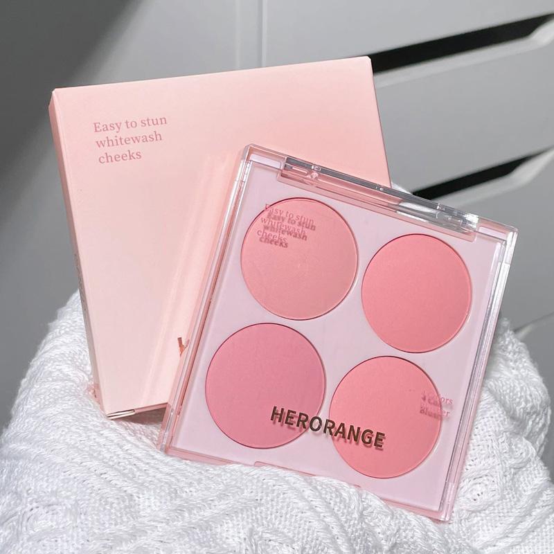 4 Colors Face Blush Palette, 1 Count Long Lasting Non-fading Lightweight Natural Look Compact Blush for Daily Makeup Suitable for All Skins, Cosmetic Gift for Women and Girls