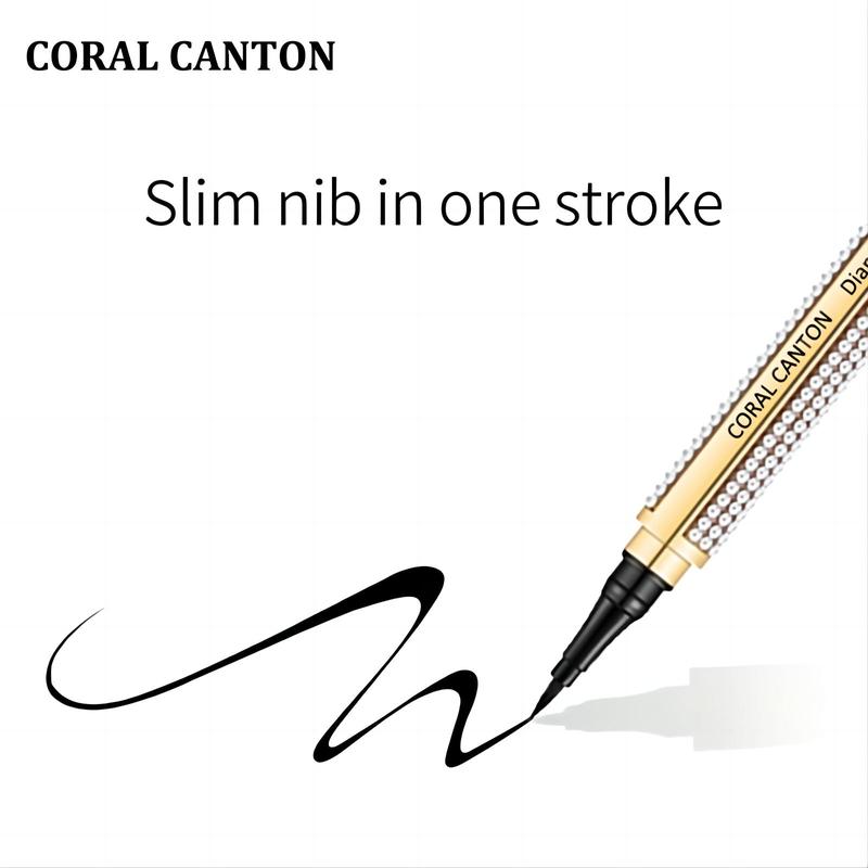 CoralCanton Diamond Extra Waterproof Long Lasting Smooth Smudge Liquid Eyeliner,Flexible Brush Tip,Fast-Drying, Black Color Long Lasting Smooth Smudge Cosmetic Lipliner Makeup