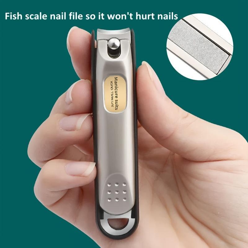 Stainless Steel Nail Clipper, Anti Splash Fingernail Cutter, Professional Nail Care Pedicure Tool for Home & Salon Use