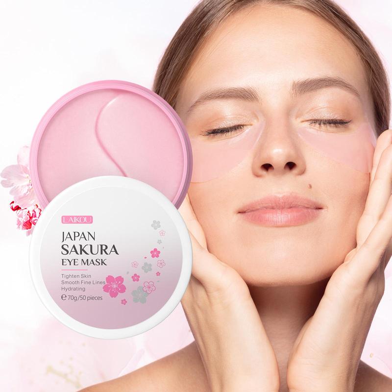 Sakura Eye Mask, 50pcs box Skin Care Under Eye Patches for Reducing The Look Of Dark Circles, Hydrating Eye Care Treatment for Women