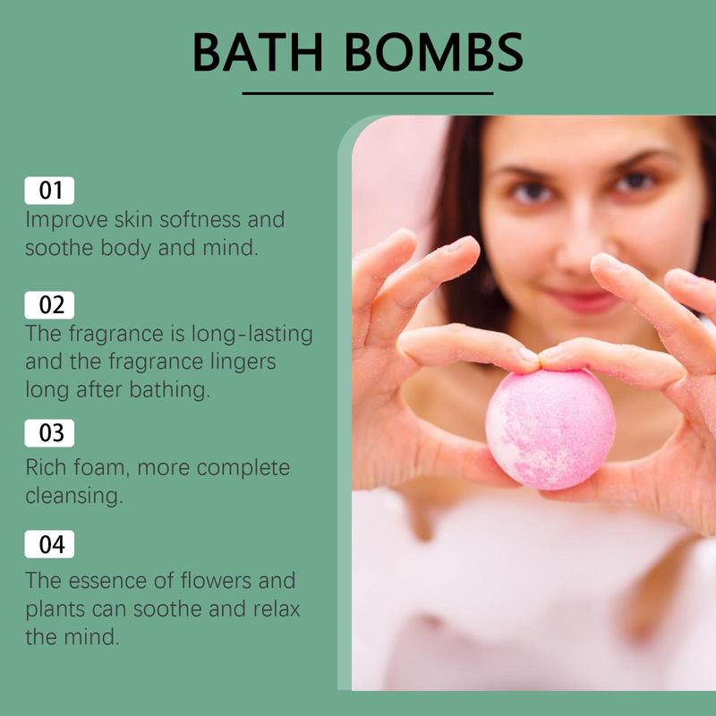 Colorful Bath Bombs Gift Set, 6 Counts set Natural Essential Oil Bath Bombs for Soothing Skin, Nourishing Body Care Products for Gifts, Christmas Gift