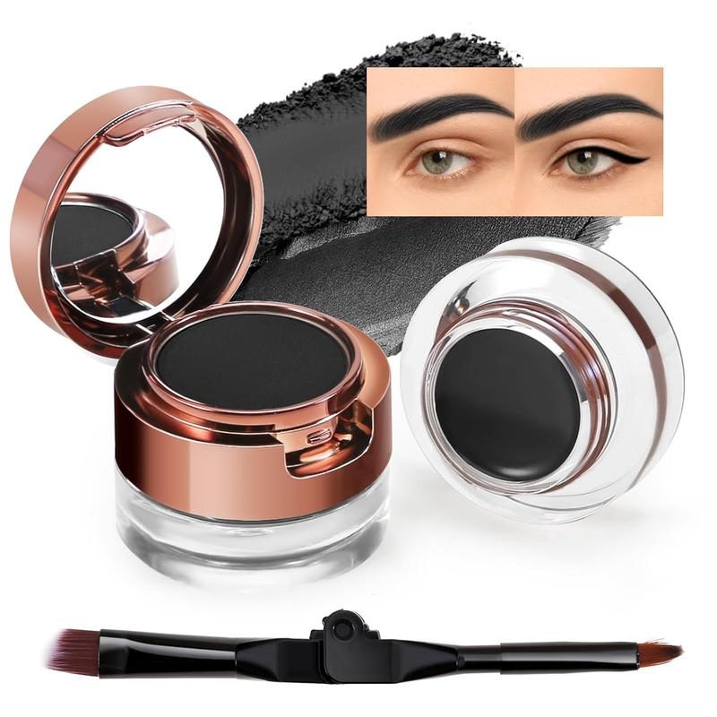 Cream Eyebrow Duo Kit, Brow Powder and Eyeliner Gel, Eye Brow Pomade Waterproof Highly Pigmented, Filler Thicker Brows, with Dual Head Brush Makeup Matte Silky Cosmetic