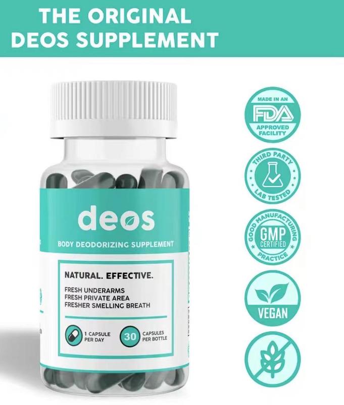 [spend $10 get one more]Internal Deodorant Supplement -DEOS Full Body Deodorizer for Gut Health, Skin Health, Detox & Digestion Support- Natural Odor Control Chlorophyll Pills for Head-to-Toe Freshness | 30 Capsules