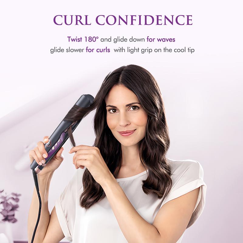 LANDOT 2 in 1 Hair Straightener Flat Curling Iron Smooth Titanium  Comfort Curler 