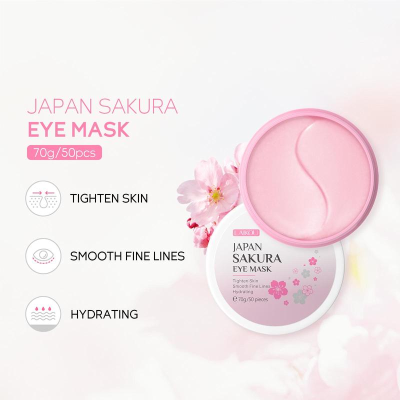 Sakura Eye Mask, 50pcs box Skin Care Under Eye Patches for Reducing The Look Of Dark Circles, Hydrating Eye Care Treatment for Women