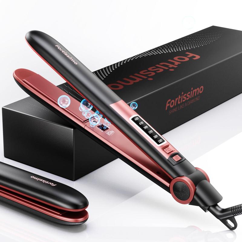 Negative Ion Hair Straightener, Professional Ceramic Flat Iron, Fast Heat 2 in 1 Curler & Straight, Comfortable Hair Styling Tool for Home & Salon Use