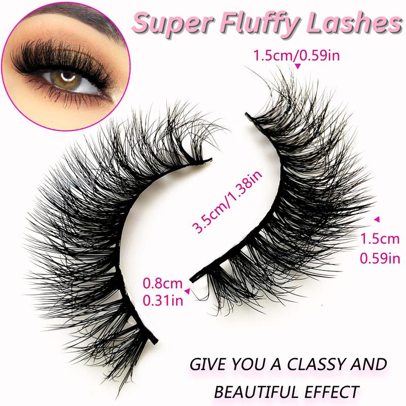 Fluffy False Eyelashes, 7 Pairs Curling Cat Eye Faux Cluster Lashes, Full Volume Eye Makeup Strip Lashes for Lashes Extensions, Volumized False Eyelashes for Women & Girls Eye Makeup Enhancement, Christmas, Christmas Gift