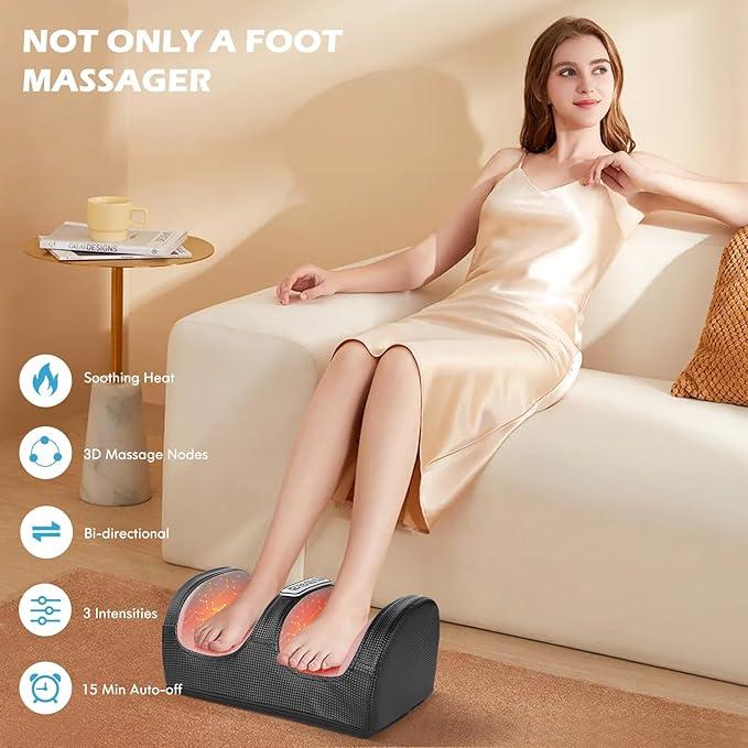 Foot Massager Machine with Heat, Shiatsu Deep Kneading, Delivers Relief for Tired Muscles and Plantar Fasciitis, Christmas Gift