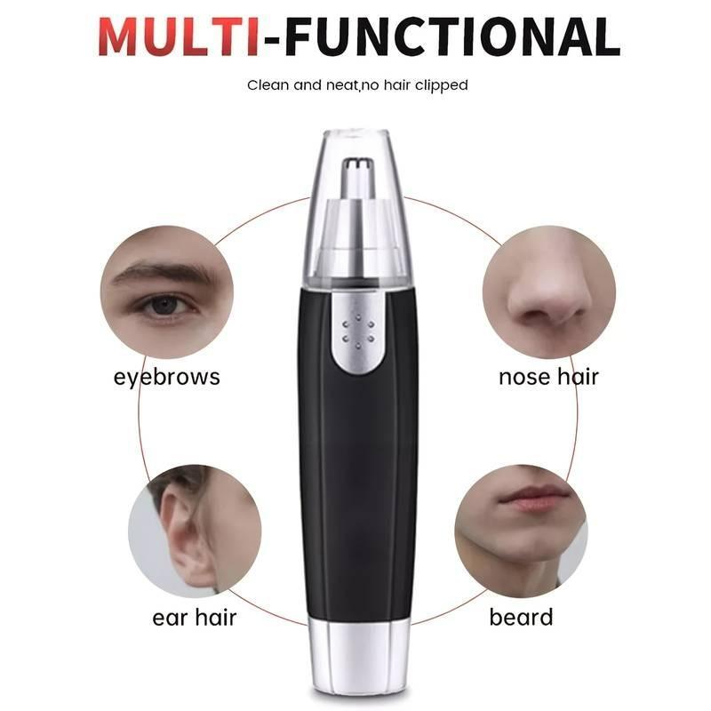 Multi-use Electric Facial Hair Clipper, R-shaped Cutter Head Hair Shaver for Nose Ear Beard, Portable Hair Trimmer without Batteries