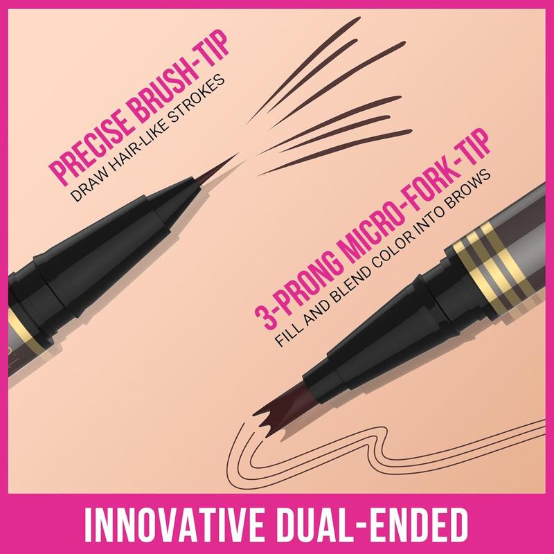 Microblading Eyebrow Pencil. Brow Pencil 2-in-1 Dual-Ended Eyebrow Pen. With 3-Prong Micro-Fork-Tip Applicator and Precise Brush-Tip. Create Natural-Looking Brows. Stay on All Day. Light Brown. Perfect Your Brows.