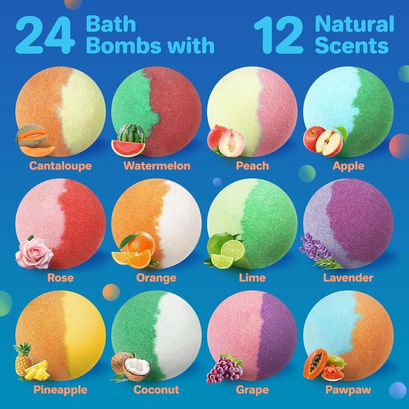 Bath Bombs for Kids with Toys Inside - 24 Pack Kids Bath Bombs with Glow in The Dark Bath Toys Inside, Natural Organic Bubble Bath Fizzy Bath Bombs for Girls Boys, Birthday Gifts for Kids