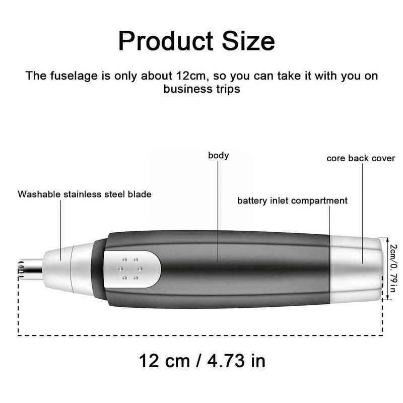 Multi-use Electric Facial Hair Clipper, R-shaped Cutter Head Hair Shaver for Nose Ear Beard, Portable Hair Trimmer without Batteries