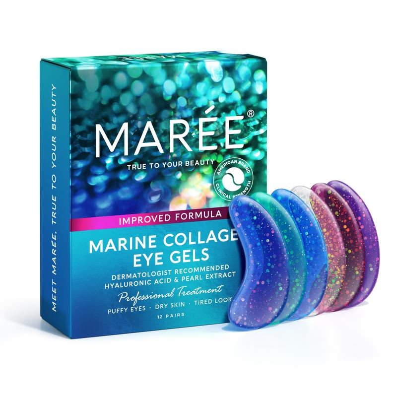 MAREE Eye Gels - Under Eye Patches for Dark Circles & Puffy Eyes with Natural Marine Collagen & Hyaluronic Acid - Anti-Aging Eye Masks Coffee Gentle