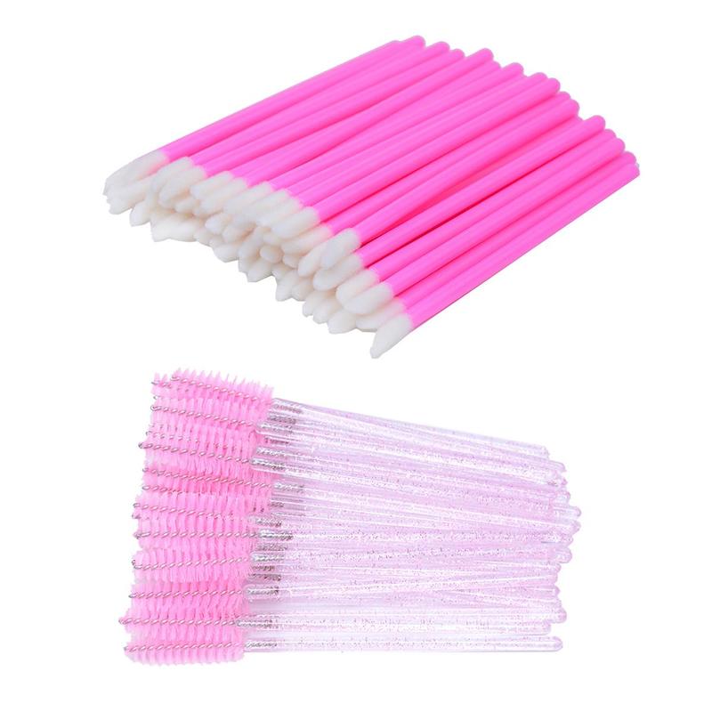 Disposable Eyelash Mascara Wands & Brushes Set, 200pcs Lip Brushes & Lash Cleaning Brush, Portable Disposable Makeup Brush, Fashion Makeup Tools Set for Women & Girls