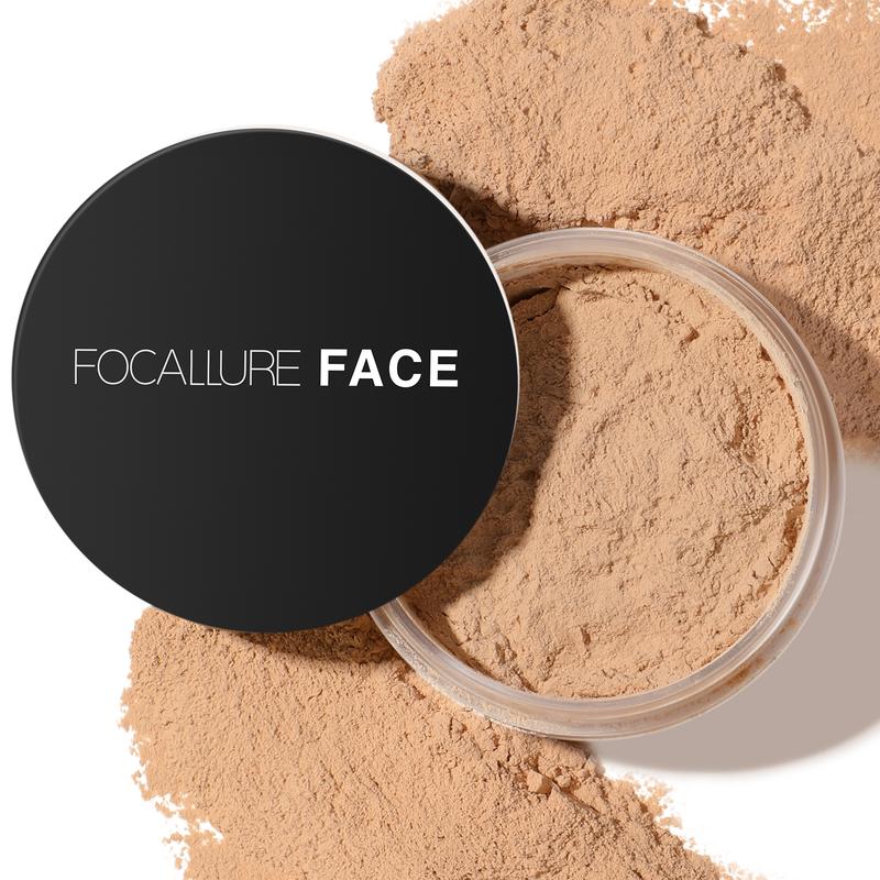 FOCALLURE Oil Control Loose Face Powder, Translucent Loose Setting Powder, Shine-Free Matte Finishing Powder, Long-lasting & Lightweight Sets Foundation Makeup, Includes Velour Powder Puff, Ivory