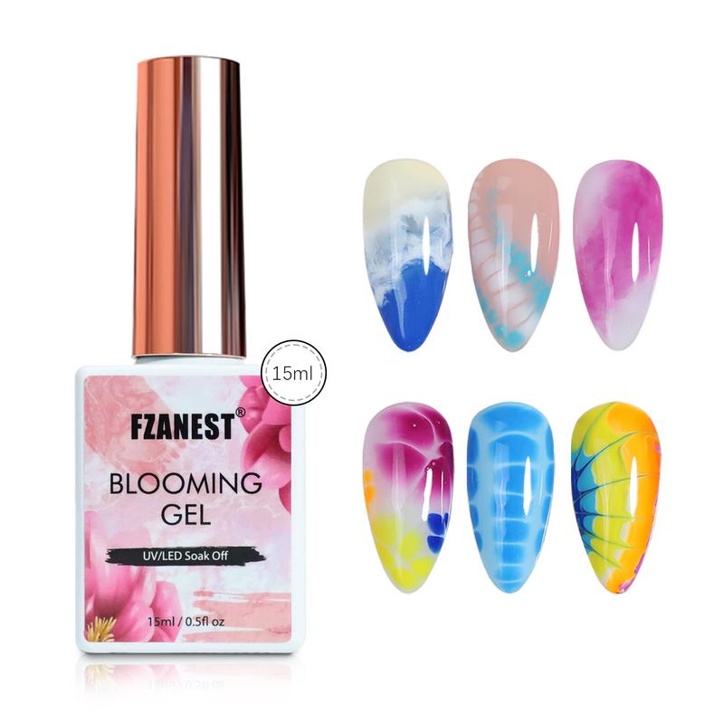 FZANEST Clear Blooming Gel 15ml UV LED Blossom Gel Polish For Spreading Effect Marble Natural Stone Gel Nail Polish Soak Off Nail Art Nail Care.