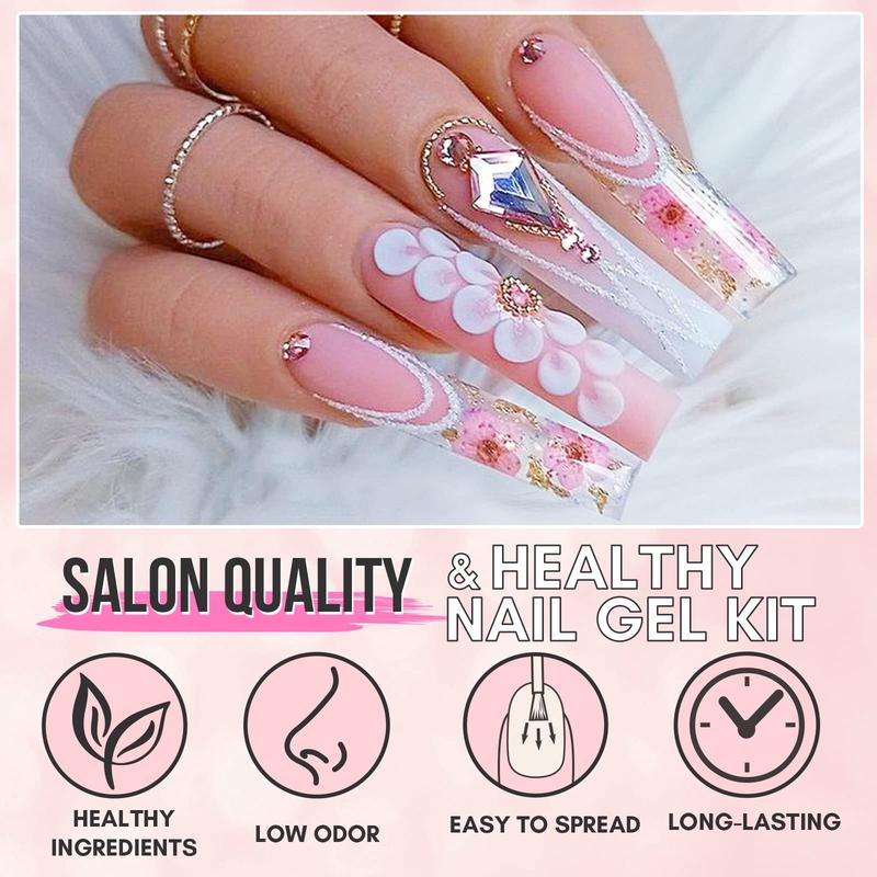 [HOT SALE] Makartt Poly Nail Gel Kit, 6 Clear Pink White Colors Gel Builder for Nail Extension Set All-in-one Nail Thickening Solution Salon Home French Manicure Nail Art Nail Care,polygel nail kits toes Cosmetic