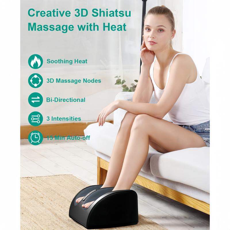 Shiatsu Foot Massager Machine with Heat, Foot and Calf Massager with Massage Roller, Deep Tissue Massager for Foot Massage and Calf Massage, Gifts for Mom & Dad