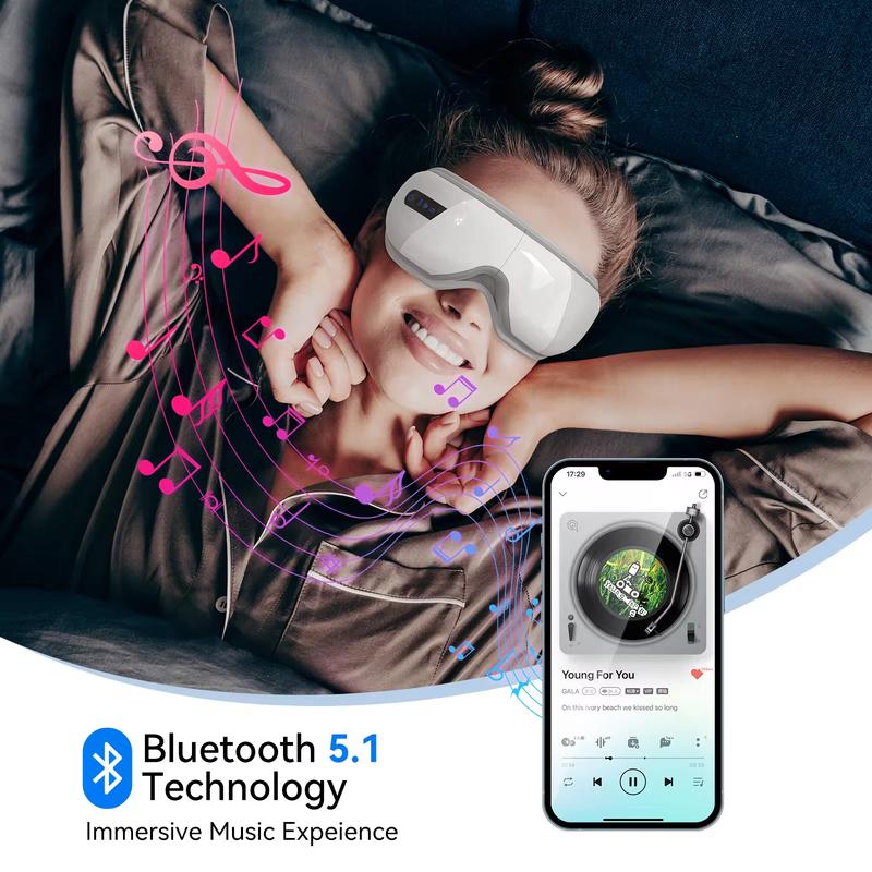 Eye Massager with Heat, Gifts for Mom Dad, Heated Eye Mask with Bluetooth Music, Face Massager, Eye Care Device, Smart Eye Mask for Relax Eye, Reduce Eye Strain