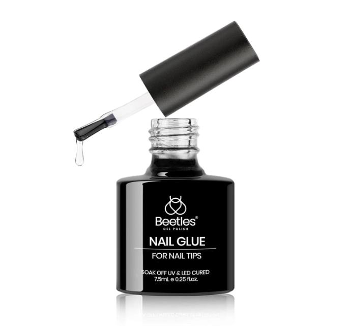 5 in 1 Nail Glue Gel for Nail Tips and Clear Acrylic Nails Long Lasting, Curing Needed UV Extension Glue for Clear False Nail Tips and Clear Press on Nails, Nail Repair Treatment Manicure Nail Art Nail Care Nail Polish Golden Rhinestone Cutics Cosmetic