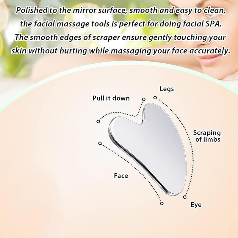 Stainless Steel Heart Shaped Gua Sha Board, Manual Massage Tool for Face & Body, Professional Massage Tool for Women & Men