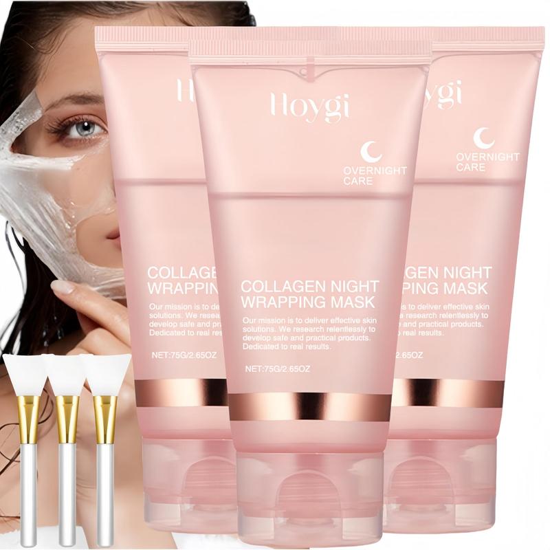 Collagen Overnight Wrapping Peel Off Facial Mask, 3 Boxes Deep Cleansing & Moisturizing Care Mask, Facial Skin Care Product for Women & Men, Christmas, Christmas Gift