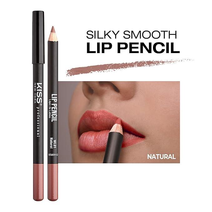 KISS New York Professional Slim Lip Pencil, Creamy Soft Lip Liner, Smooth Long-Lasting Rich Lip Color, Natural Lip Makeup, Water-Resistant Lip Crayon