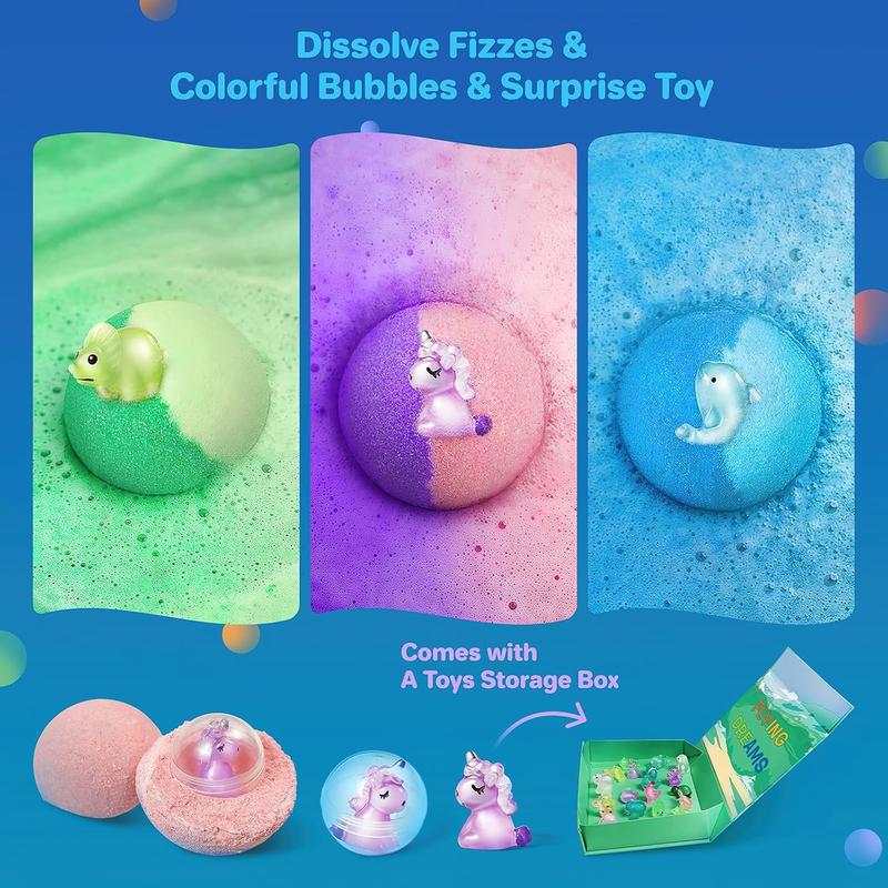 Bath Bombs for Kids with Toys Inside - 24 Pack Kids Bath Bombs with Glow in The Dark Bath Toys Inside, Natural Organic Bubble Bath Fizzy Bath Bombs for Girls Boys, Birthday Gifts for Kids