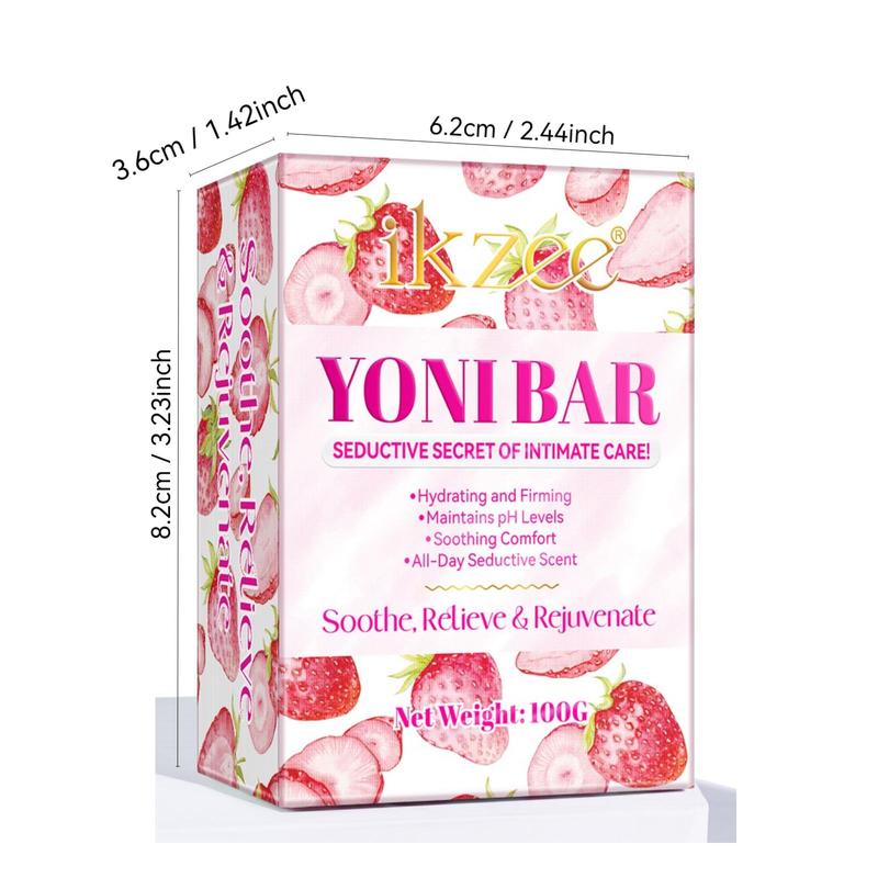 Strawberry Flavor Yoni Bar Soap, 2 Counts set Hydrating Intimate Care Soap with Foaming Net, Safe and Mild Ingredients Soap for Women