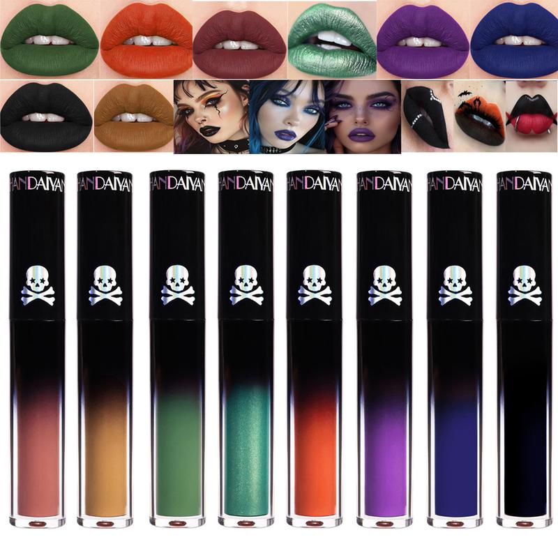 Matte Liquid Lipstick Makeup Sets, Waterproof Smudge-proof Lip Stain Kit for Halloween Cosplay Goth Costume Makeup Gloss Lipgloss