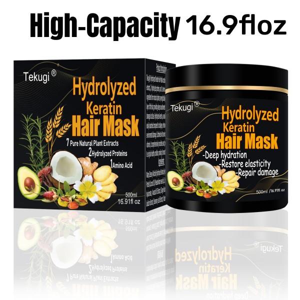 Pure Plant Keratin Hair Mask Deep Conditioning for Dry Hair Damaged Curly and Frizzy Hair Collagen Hydrolyzed Keratin Treatment at Home16.9floz