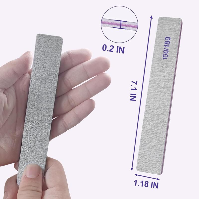 Nail Files (12 Pack), 100 180 Grit Emery Boards Nail File for Natural Nails and Acrylic Nails, Double Sided Emory Boards limas para unas acrilicas Profesional Fingernail Filer Reusable Manicure Gray