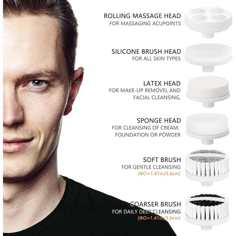 Facial Cleansing Brush Face Scrubber: Electric Face Spin Cleanser Brushes with 6 Brush Heads for Deep Cleansing, Gentle Exfoliating, Removing Blackhead, Massaging